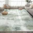 UMINEUX Living Room Rug 8'x10' Large Washable Area Rug with Anti-Slip Rubber Backing, Modern Abstract Low Pile Rugs, Ultra Soft & Thin, Non-Slip, Stain Resistant for Dining Room Bedroom Home Decor (8' x 10', Swamp Green)