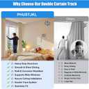 Double Curtain Track Ceiling Mount Rod, Heavy Duty Aluminum Track Set for Curtains, Silent Sliding Double Rail System for Drapes Living Room Bedroom Room Divider (White,1.1m(3.6ft))