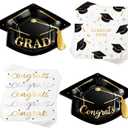 Graduation Plates and Napkins Set, 100Pcs Grad Cap-Shaped Paper Plates & Napkins for Graduation Party Supplies, Class of 2026 College High School Graduation Decorations Favors, Serves 25 People