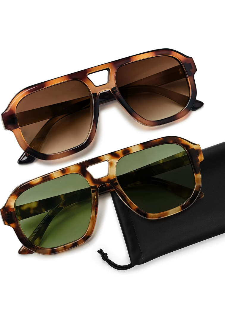 livho Trendy Polarized Square Aviator Sunglasses Women Men Square Eyewear Frame, Retro Sun Glasses for Women Men 2025 Shades