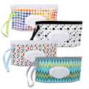 FEBSNOW 4 Pack Baby Wipe Dispenser, Portable Wet Wipe Holder Container, Reusable Wipes Dispenser Cases, Lightweight Travel Wet Wipe Pouch