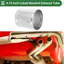 Motoforti 4.75" OD Straight Exhaust Pipe Tube with Bead Roll Car Exhaust Pipe Tubing Piping 5" End Length T304 Stainless Steel Silver Tone