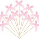 100 Pcs Coquette Bow Pearl Cocktail Picks 4.7" Pink Bow Toothpicks Bowknot Cocktail Appetizer Picks for Fruit Drink Dessert Wedding Party Supplies Bridal Birthday Baby Shower Party Decor(Pink)