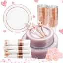 Liacere 350PCS Rose Gold Plastic Plates-Clear Rose Disposable Plates 50 Guests include 50 Dinner Plates,50 Salad Plates,50 Forks,50 Knives,50 Spoons,50 Cups,50 Napkins for Wedding & Mothers Day