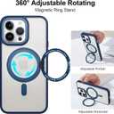 ZIYE Magnetic Case for iPhone 14 Pro Max Case with Stand [Compatible with MagSafe] Slim Shockproof Military Grade Heavy Duty Cover with 360 Rotatable Ring Kickstand for Women Men, Translucent Blue