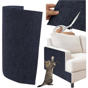 Trimmable Cat Scratcher Mat, Self-Adhesive Cat Scratching Carpet Pad Replacement for Cat Tree Shelves, Cat Steps and Posts, DIY Cat Scratch Couch Furniture Protector (Dark Blue, 39.4"x15.8")