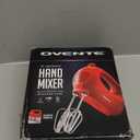 OVENTE 5-Speed Electric Hand Mixer with Stainless Steel Mixing Whisk, Snap-On Storage Case, Portable & Lightweight 150W Motor, Compact Handheld Mixer for Baking, Blending or Cooking, Red HM151R