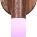 LANDGOO 1 Pack Walnut Night Lights with Motion Sensor & RGB Touch Control | USB-C Rechargeable Wood Wall Sconces Set for Bedroom Pair, Hallway, Staircase, Bathroom Vanity (Luxury Bundle)