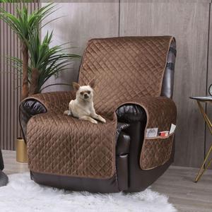 Velvet Recliner Covers Non Slip Waterproof Large Recliner Chair Covers for Leather Chairs Reversible Recliner Sofa Cover for Living Room Recliner Furniture Protectors Covers for Dog Pets Brown 28" (28" (1 Seater))