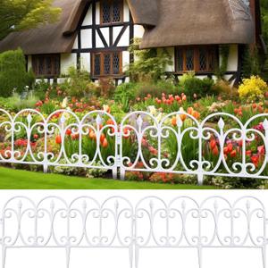 20 Pcs Garden Border Edging 40ft Plastic Decorative Border Lightweight Flexible Yard Landscaping Fence for Outdoor Lawn Flowerbed(White)