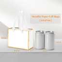 EQOREIIN 50 Pcs Small Metallic Foil Gift Bags with Handles, White Gold Thank You Favor Bag with Tissue Paper for Back to School Baby Shower Wedding Mother's Day Christmas Party (6.4x3.1x5.1 Inch)