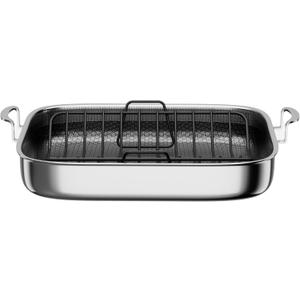 Hybrid Stainless Steel Nonstick Roasting Pan with Rack, 18x15"