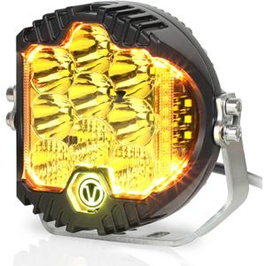 7 Inch 90W Amber Yellow LED Offroad Light with DRL, 8000LM Waterproof Driving Light Spot Flood Combo Work Light for Wrangler, ATV, SUV, UTV, Trucks, Pickup, 4x4, F150 - Pack of 1
