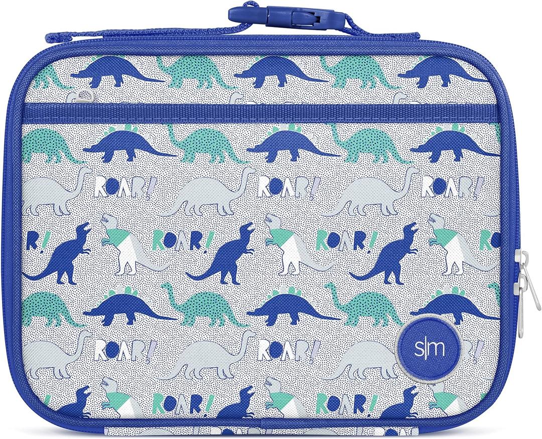 Simple Modern Kids Lunch Box for School | Reusable Insulated Lunch Bag for Toddler, Girl, and Boy | Meal Containers with Exterior & Interior Pockets | Hadley Collection | Dinosaur Roar (Regular)