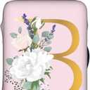 Flower Letter B Pink Luggage Cover Elastic Washable Stretch Suitcase Protector Anti-Scratch Travel Suitcase Cover for Kid and Adult L (25-28 inch suitcase)