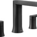 Moen Genta LX Matte Black Two Handle Deck Mounted Roman Tub Faucet, Widespread Modern Bathtub Set for Soaking Tub, Valve Required, T908BL