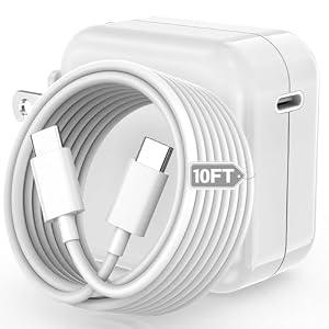 Mac Book Pro Charger - USB C Charger Fast Charger Power Adapter for USB C Port MacBook Pro/ MacBook Air 16 15 14 13 inch, New iPad Pro and All USB C Device, Included 10FT Long USB C to C Charger Cable