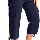 Soothfeel Women's Cargo Capris Pants with 6 Pockets Lightweight Quick Dry Travel Hiking Summer Pants for Women Casual (XXXL, Navy)