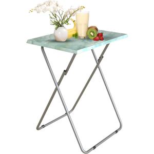 Garden 4 you Folding TV Tray Table TV Dinner Table with Sturdy MDF Top,Eating Trays for Living Room with No Assembly Required 15 x 18.9 x 26 in(Sea Blue,1PC)