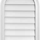 Ekena Millwork GVPRT18X3002SN Round Top Surface Mount PVC Gable Vent, 18"W x 30"H, Factory Primed White