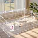 12 Panels Small Animal Playpen,Pet Playpen,C&C Cage for Guinea Pigs,Puppy Play Pen,Bunny Playpen Indoor Outdoor, Portable Metal Wire Yard Fence(White)