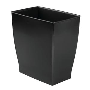 iDesign Small Plastic Bathroom Trash Can, Slim Rectangle Garbage Bin for Bedroom, Office, Dorm, Black