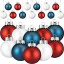 Leitee Christmas Hanging Ball Patriotic Tree Ornament Decoration Wedding Hanger Ball for Christmas Tree, 2.36 in(Red, Navy Blue, White,24 Pcs)