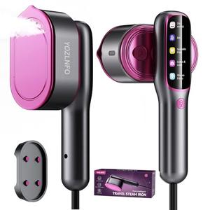 Portable Travel Steamer: 2-in-1 Mini Handheld Garment Steamer Iron - Fast 15s Heat Up & 5 Steam Settings - Large Ceramic Panel - Purple Pink Color - 110-120V Purple Pink