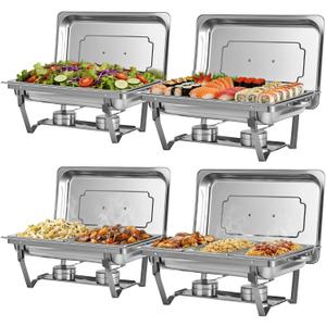 Chafing Dishes for Buffet Party 9QT 4 PCS 7 Pans Multi-Size Catering Chafer
Chafing Dishes with Lids Fuel Holders,Food Warmers 2 x Full Size,2 x Half Size,3 x 1/3 Size for Parties, Events & Weddings