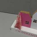 Amyhill Pink Lighted Wooden Christmas Tabletop House Village Decor Farmhouse LED Christmas Tabletop Decor Merry Rustic Xmas Block Centerpiece Sign with Word for Home Bedroom Holiday Ornament