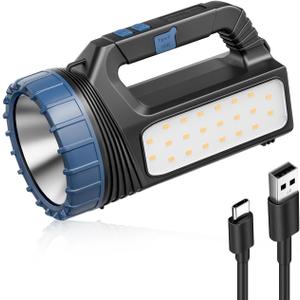 Solar FlashlightSolar Powered Flashlight for Multi Function 8000 Lumens with EmergencyPortable Bright Camping Rechargeable Flashlights for Home, Outdoor Hiking, Power Outages