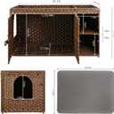 Aesthetic Cat Litter Box Enclosure, Handwoven Rattan Hidden Litter Box Furniture with Extra Mat and Fence, Large Space Litter Box Cover with Divider for Bedroom Living Room Balcony, Brown
