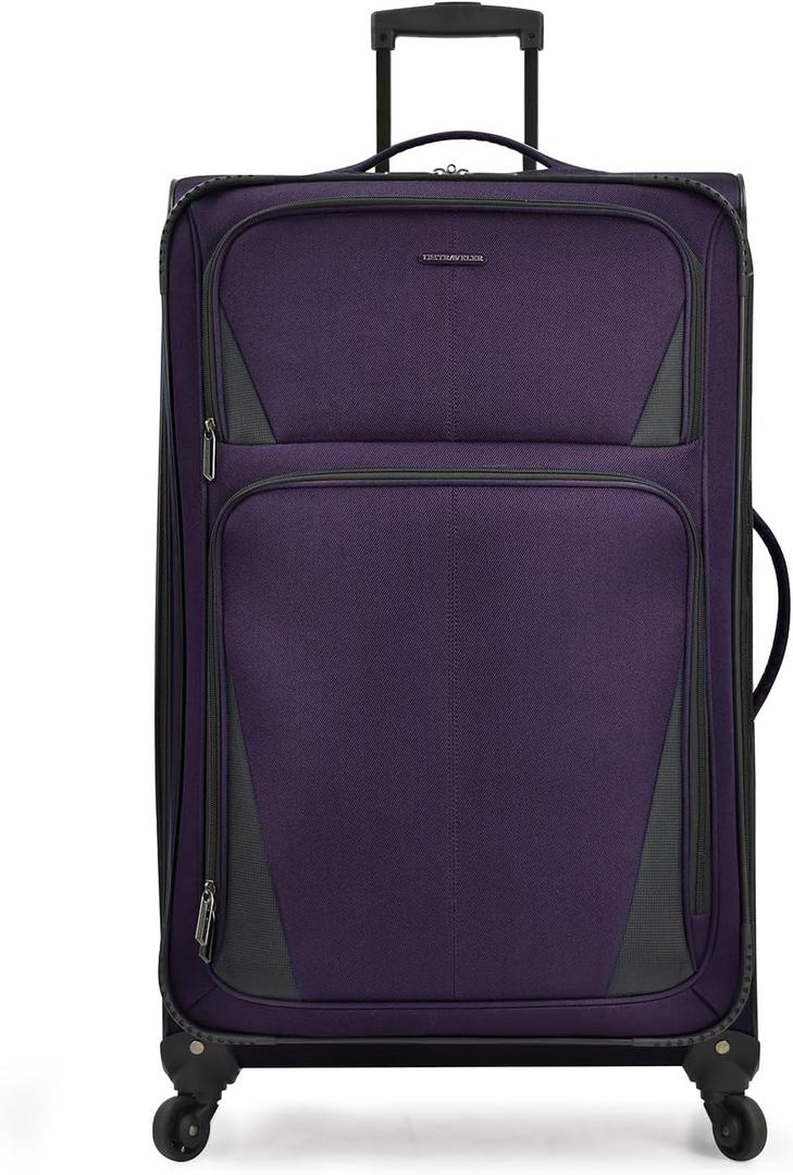 U.S. Traveler Aviron Bay Expandable Softside Luggage with Spinner Wheels, Purple, Large 31-Inch, 1-piece Large 30-inch