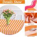 Whaline Scalloped Edge Orange Pink Striped Tablecloth Waterproof Fabric Tablecloth Rectangle Table Cover for Home Kitchen Table Decoration, 55 x 70 Inch