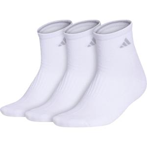 adidas womens Cushioned Quarter Socks (3-pair) Over the Ankle Fit With Arch Compression (Medium, White/Clear Onix Grey)