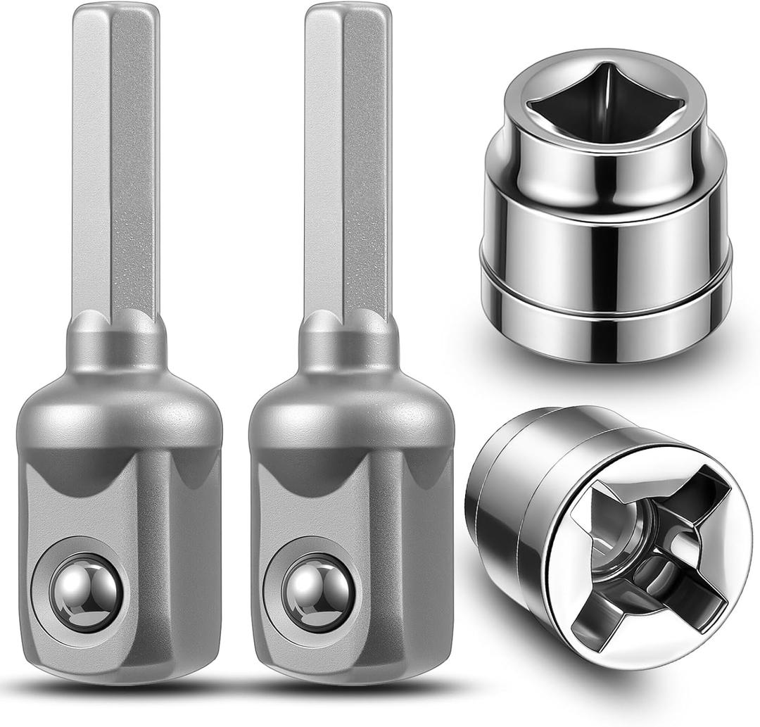 Lothee 2 Sets 1/2 Inch Scissor Jack Adapter for Hand Drill Alloy Steel Heavy Duty Socket Converter Rust Resistant for Scissor Car Jack Lifting Universal Automotive Tire Replacement Tool