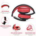 rockpapa Comfort Kids Headphones for School, Lightweight Foldable Portable Childs Boys Girls Teens Headphones Wired 3.5mm with 4.9ft Cord for Travel Airplane Tablet Phone Pad Laptop Black/Red