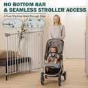 Mumeasy 29.5-43.3" Baby Gate for Stairs, No Bottom Bar Dog Gate with Removable Door & Slide-Adjust Drill Mount, Extra Wide Stairway & Hallway Walk Thru Pet Safety Gate for Doorways, Kitchen (White)