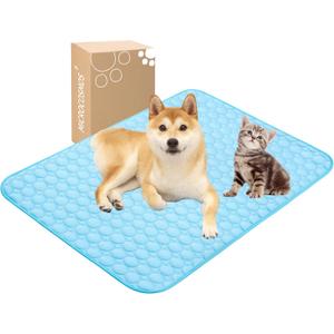 MICROCOSMOS Summer Cooling Mat & Sleeping Pad- Water Absorption Top, Materials Safe, Easy Carry, EZ Clean. Keep Cooling for Pets, Kids and Adults.(Blue, 40" x 28")