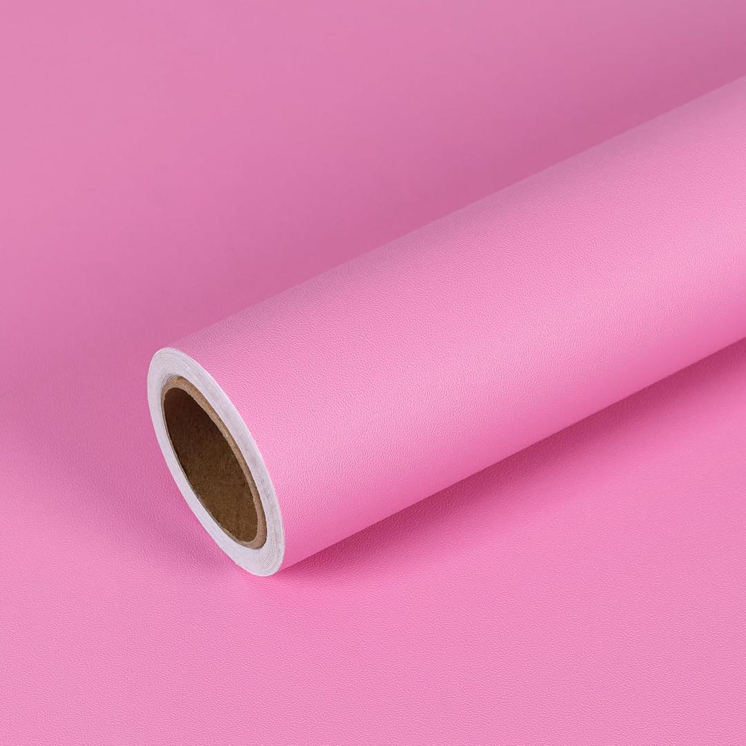 VEELIKE Matte Taffy Pink Wallpaper Stick and Peel Pink Contact Paper for Cabinets Desk Bedroom Walls 24''x118'' Self Adhesive Waterproof Removable Girly Wallpaper for Nursery Dorm Classroom Dollhouse