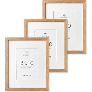 8x10 Picture Frame, Solid Wood 8x10 Photo Frame with Mat, 10 x 8 Picture Frames for Wall and Tabletop Display, Set of 3