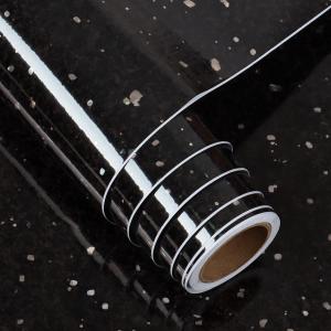 FunStick 24"x200" Galaxy Black Granite Contact Paper for Countertops Waterproof Granite Countertop Peel and Stick Countertops Kitchen Wallpaper Removable Adhesive Marble Contact Paper for Desk Cabinet