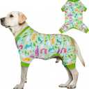 KYEESE Dog Pajamas Comfy Clothes for Dogs Boy Girl Stretchy Pet Jammies Onesie Soft Outfit Velvet Pjs Large Dog Pajamas with Colorful Dinosaurs, XX-Large