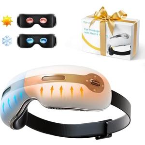 ALLJOY Eye Massager with Heat and Cooling for Migraines, Eye Massager for Relief of Migraine, Dry Eyes, Sleep, Rechargeable Bluetooth Music, Gifts for Women and Men