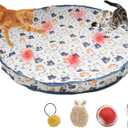 Interactive Cat Toys, Fast Rolling Ball in Play Mat, Automatic Motion Activated Moving Ball Hide and Seek Game for Bored Indoor, 28 Inch Play Mat Teasing (White)