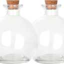 Magic Season Decorative Glass Bottles with Cork Stopper (9 fl oz. Potion Bottles / 2 Pcs)