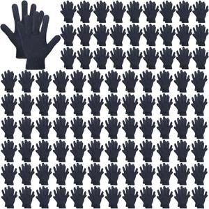 150 Pairs Winter Gloves Bulk Knit Stretch Gloves Adult for Women Men Cold Weather Gloves Unisex (Navy Blue)