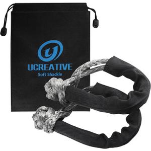 Ucreative 2Pcs Synthetic Soft Shackle 1/2 Inch x 22 Inch (56,000lbs Breaking Strength) with Extra Sleeves (Gray)