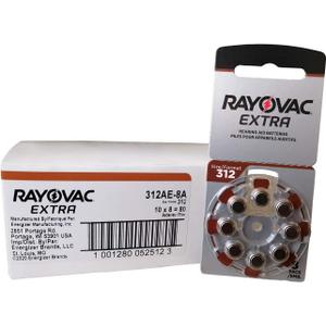 Rayovac Size 312 Extra Advanced Mercury Free Hearing Aid Batteries (80 Batteries)