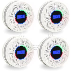 Kesymo 4Pack Upgraded Interlinked Smoke Carbon Monoxide Detector, Battery Powered&Wireless Interconnected Smoke and CO Alarm, Transmission Range of Over 820 ft (Includes Battery)